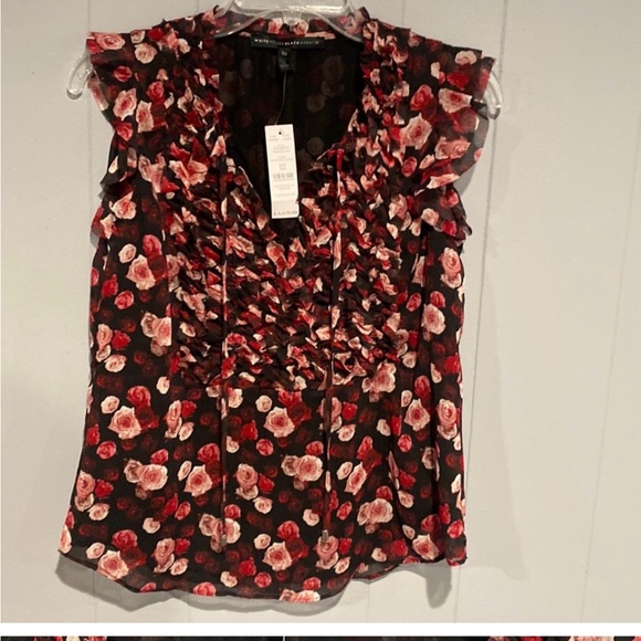 NWT WHBM floral flutter sleeve blouse. Size XS. - Picture 1 of 4